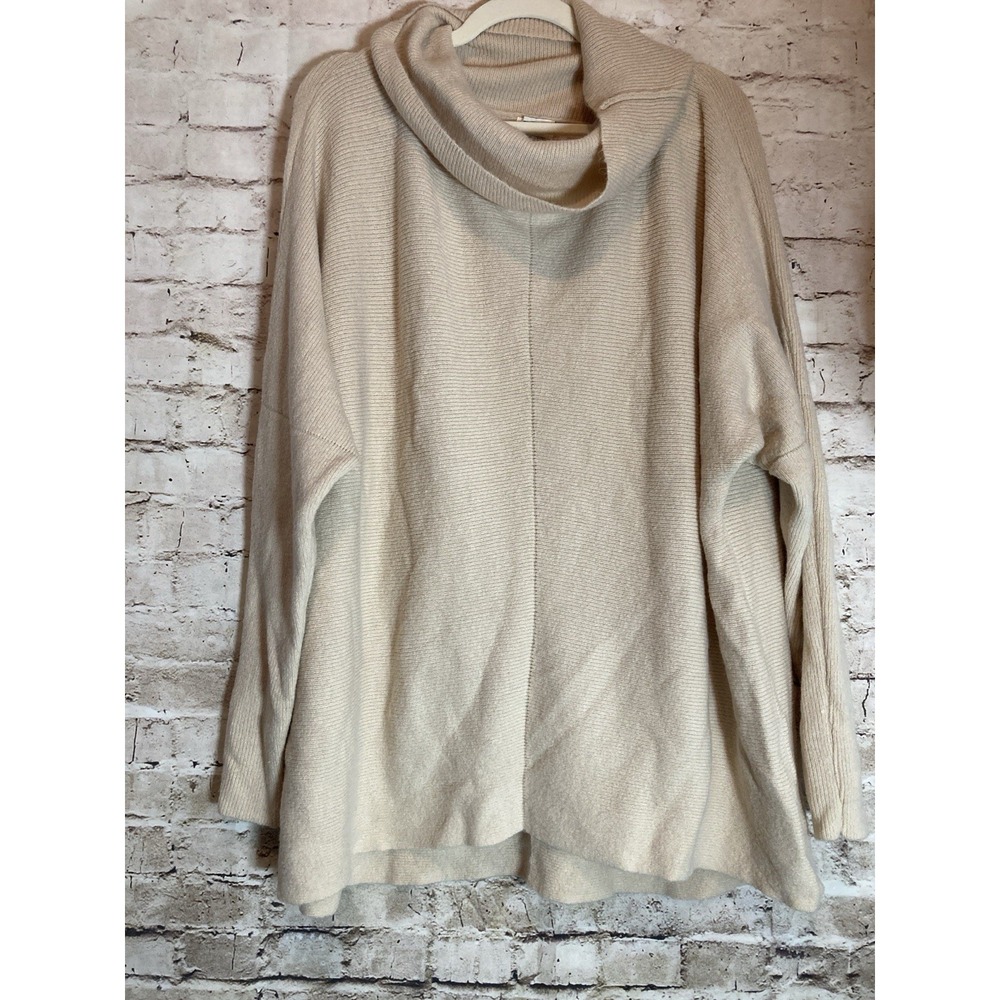 Umgee Oversized Sweater Medium In Soft Neutral Beige Cowl Neck Dolman Sleeve